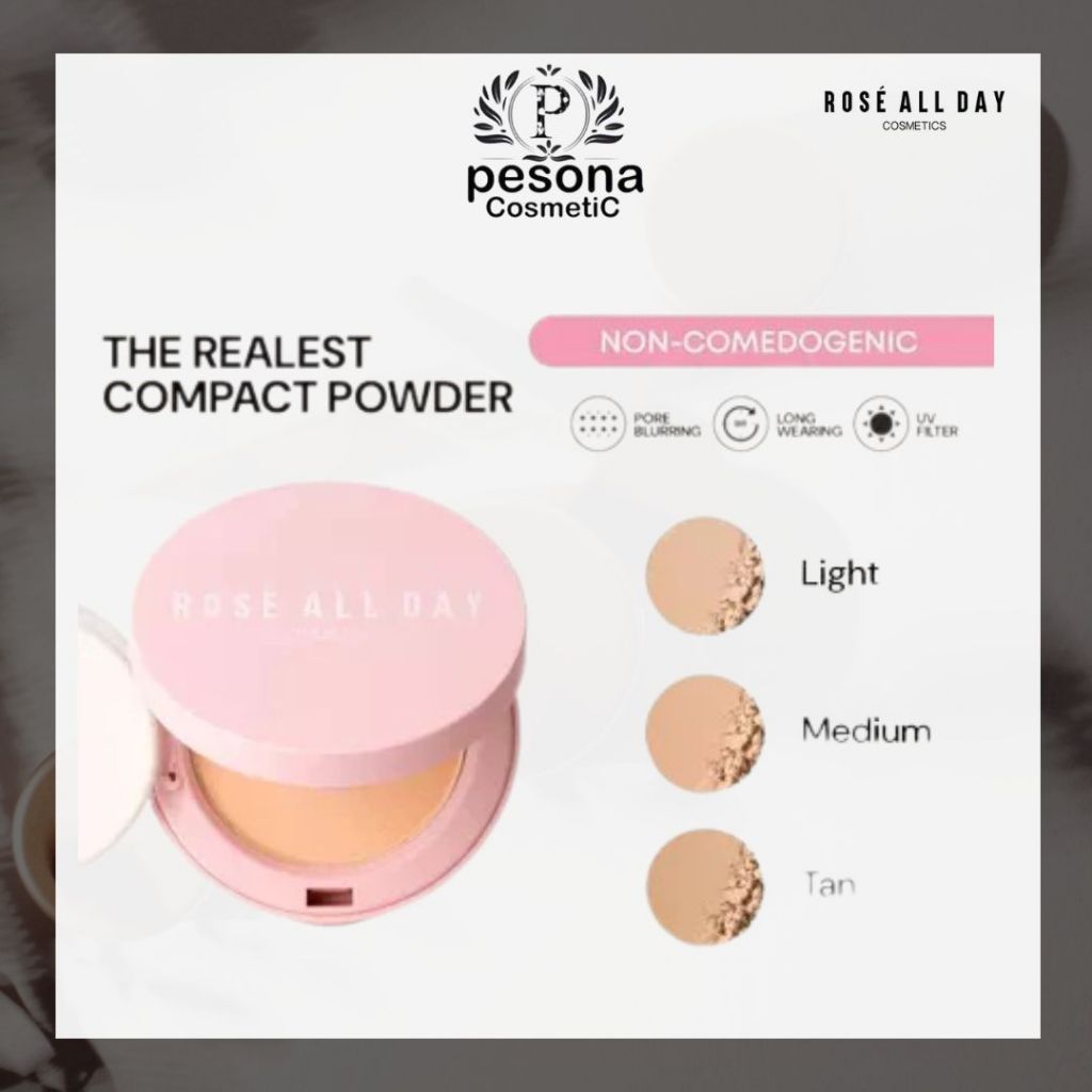 Rose All Day The Realest Lightweight Compact Powder – Bedak Padat Tahan Lama | Non-Comedogenic, UV & Oil Control