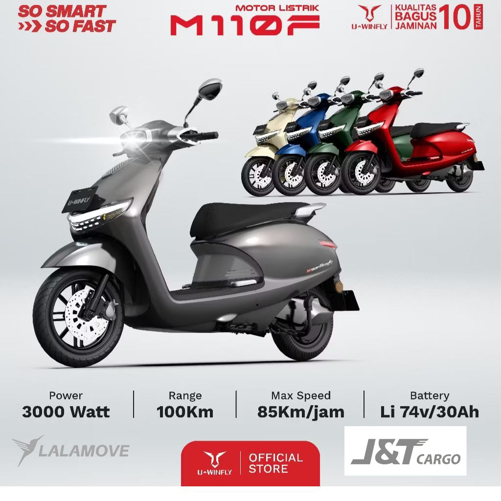 Jual motor Listrik Uwinfly M110F Litium |NFC | 3000W | 100km Garansi resmi uwinfly Indonesia | Shopee Indonesia