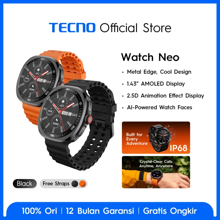 TECNO Watch Neo Metal Edge, Cool Design | 1.43"" AMOLED Display | AI Watch Faces | Lazada Indonesia