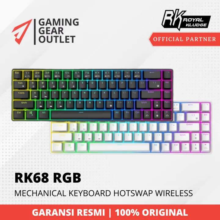 Royal Kludge RK68 Tri-Modes RGB Mechanical Wireless Bluetooth Keyboard - Putih, Red | Lazada Indonesia