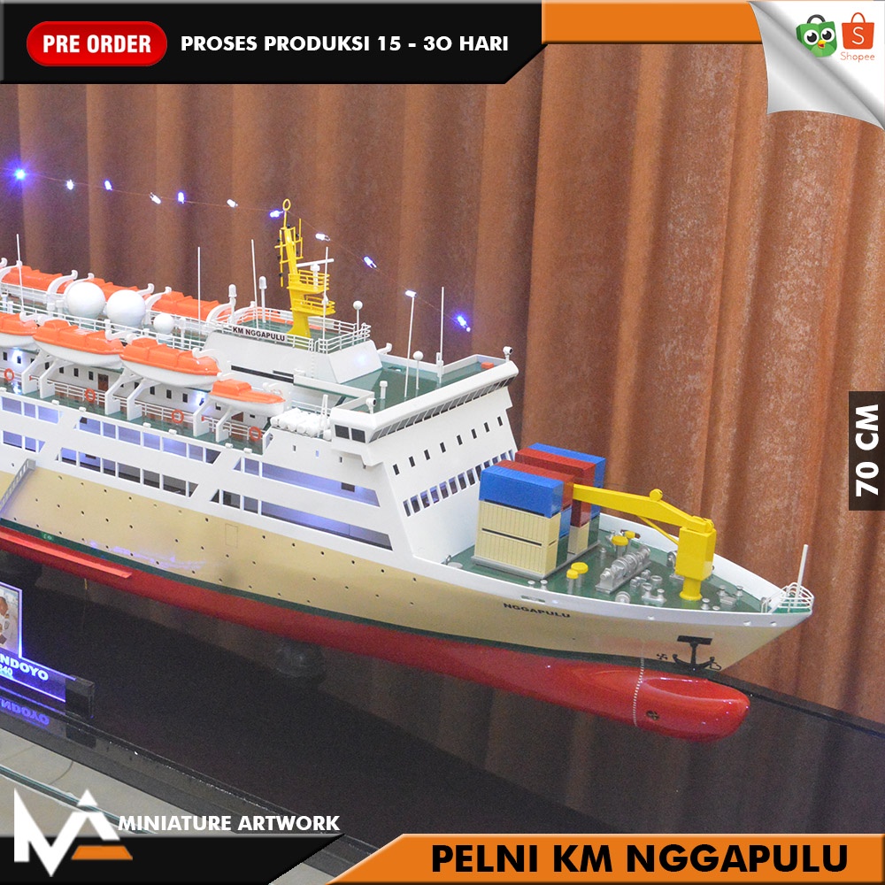 Jual (PRE-ORDER) MINIATUR KAPAL PELNI KM NGGAPULU 70 CM I PAJANGAN GIFT SOUVENIR | Shopee Indonesia