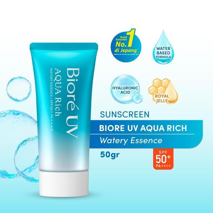 CASHBACK - Biore UV Aqua Rich Watery Essence SPF 50 PA++++ 50gr Perawatan Waterproof Kulit Berminyak Tahan Air & Keringat