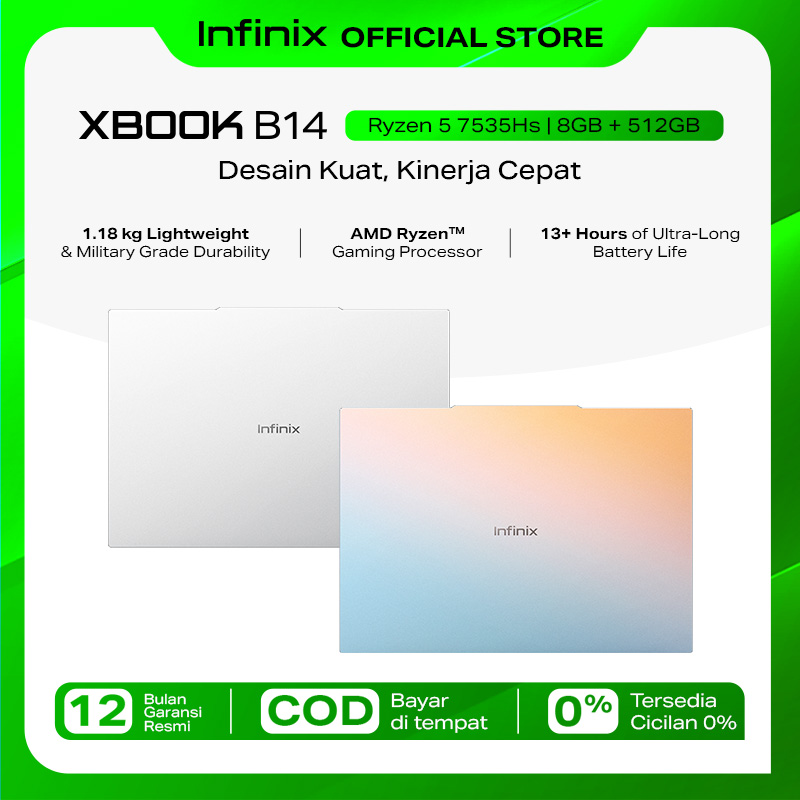 Jual Infinix XBOOK B14 - Ryzen 5 -7535HS - 14 inch IPS - RAM 8GB LPDDR5 - ROM 512GB - Battery 55Wh | Shopee Indonesia