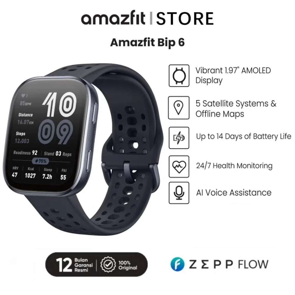 Jual Amazfit Official Bip 6 Smart Watch 46mm AI Voice Assistance Maps with GPS 140 Sports Modes | Shopee Indonesia