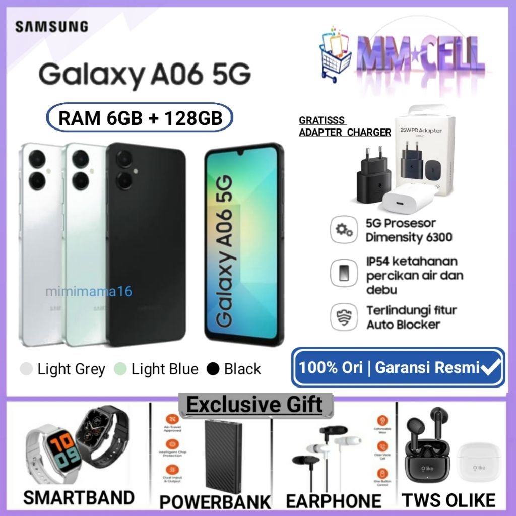 SAMSUNG GALAXY A06 5G RAM 6/128 GB GARANSI RESMI SAMSUNG INDONESIA