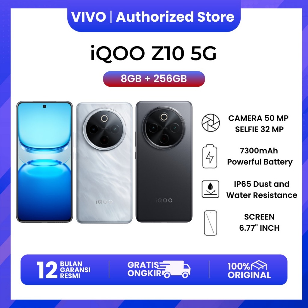 Jual Vivo iQOO Z10 5G - Snapdragon 7S Gen 3 Mobile Platform, 7300mAh+90W, 120Hz Display | Shopee Indonesia