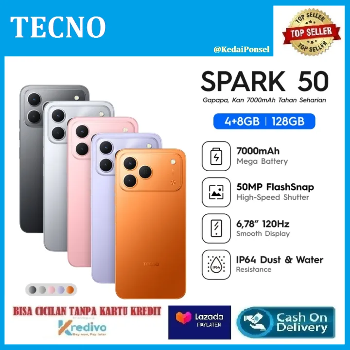 TECNO SPARK 50 [8GB/128GB] HP Murah Bisa Cicilan tanpa Kartu Kredit Garansi Resmi Bisa COD