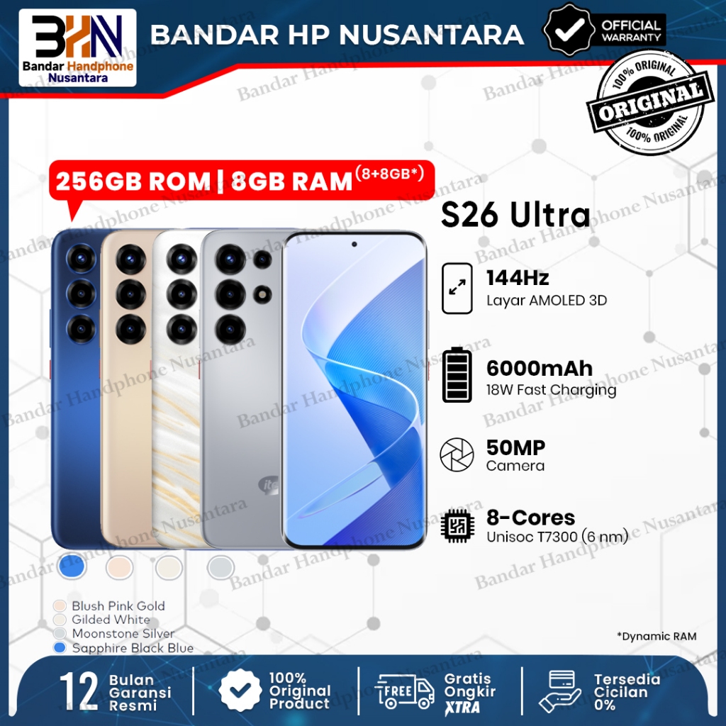 Itel S26 Ultra 8/256GB | Unisoc T7300 | AMOLED 144Hz 6.8inch | 6000mAh | Garansi Resmi