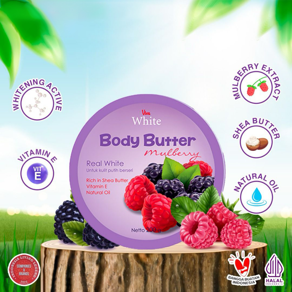 Jual Viva White Body Butter with Mulberry Extract , Shea Butter, Vit E & Natural Oil (200g) | Shopee Indonesia