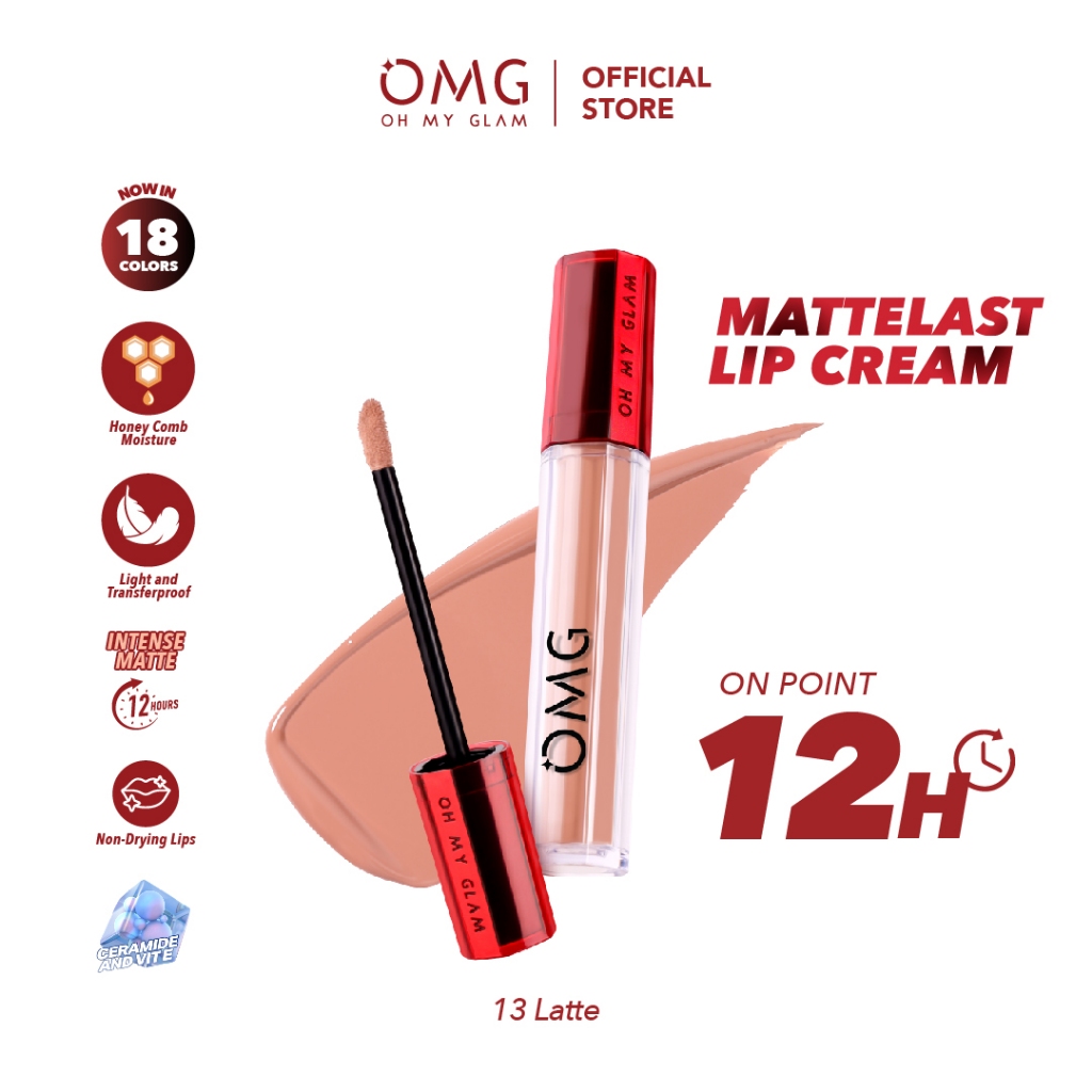 Jual OMG OH MY GLAM Mattelast Lip Cream 13 Latte 2.9 g - Lip Cream Matte Dengan Warna Intense, Tahan Lama & Ringan | Shopee Indonesia