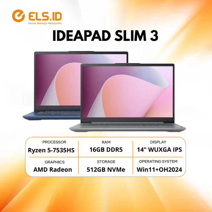 Lenovo Ideapad SLIM 3 14ARP10 Ryzen 5-7535HS 16GB DDR5 SSD 512GB 14 IPS W11+OH2024+M365 Basic