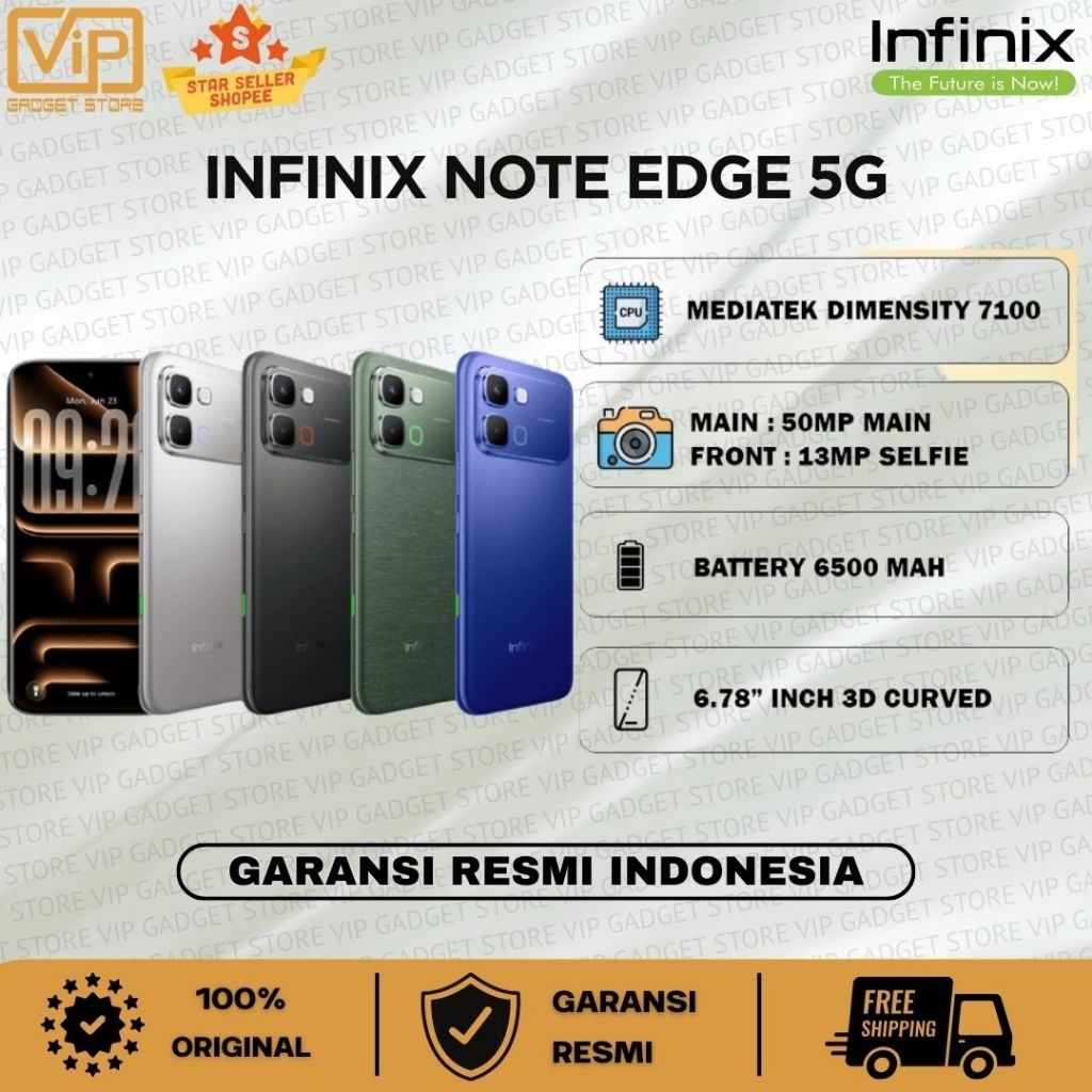 Infinix Note Edge 5G 8/128GB & 8/256GB, Mediatek Dimensity 7100 & Baterai Besar 6500mAh