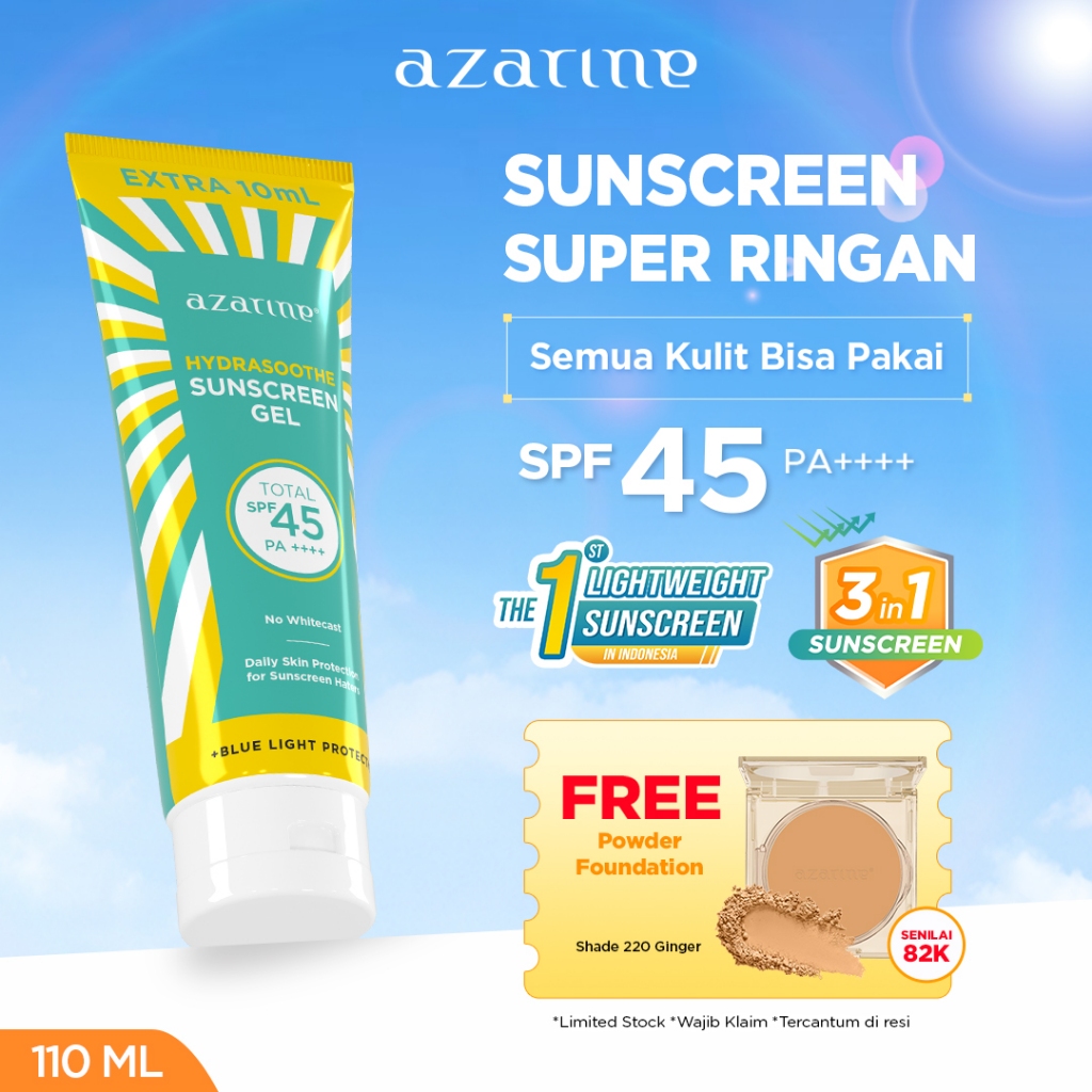 [SPECIAL AFFILIATE] [BIGGER SIZE GEL]  Azarine Hydrasoothe Sunscreen Gel 45 PA++++ 110ml [LOLOS UJI INVIVO INVITRO] BEST SELLER sunscreen kulit berminyak berjerawat