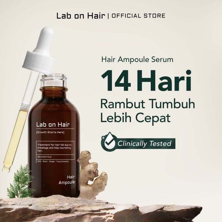 Lab On Hair Anti Hair Fall Ampoule Serum - Hair Oil Serum Rambut Anti Rontok Mempercepat Pertumbuhan Rambut with PDO + Biotin + Ginger