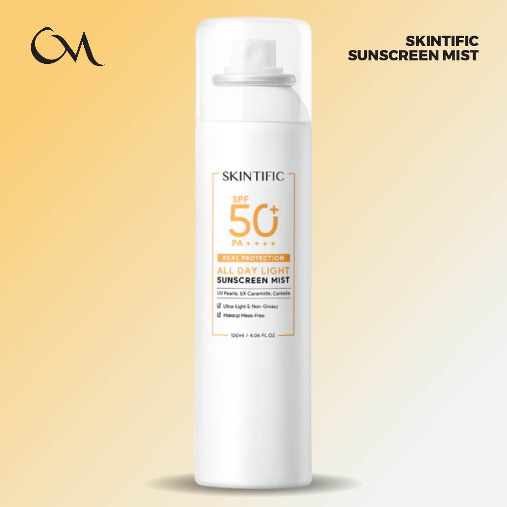 Skintific All Day Light Sunscreen Mist SPF 50 PA++++ 120ml dengan Perlindungan UVA UVB Tinggi