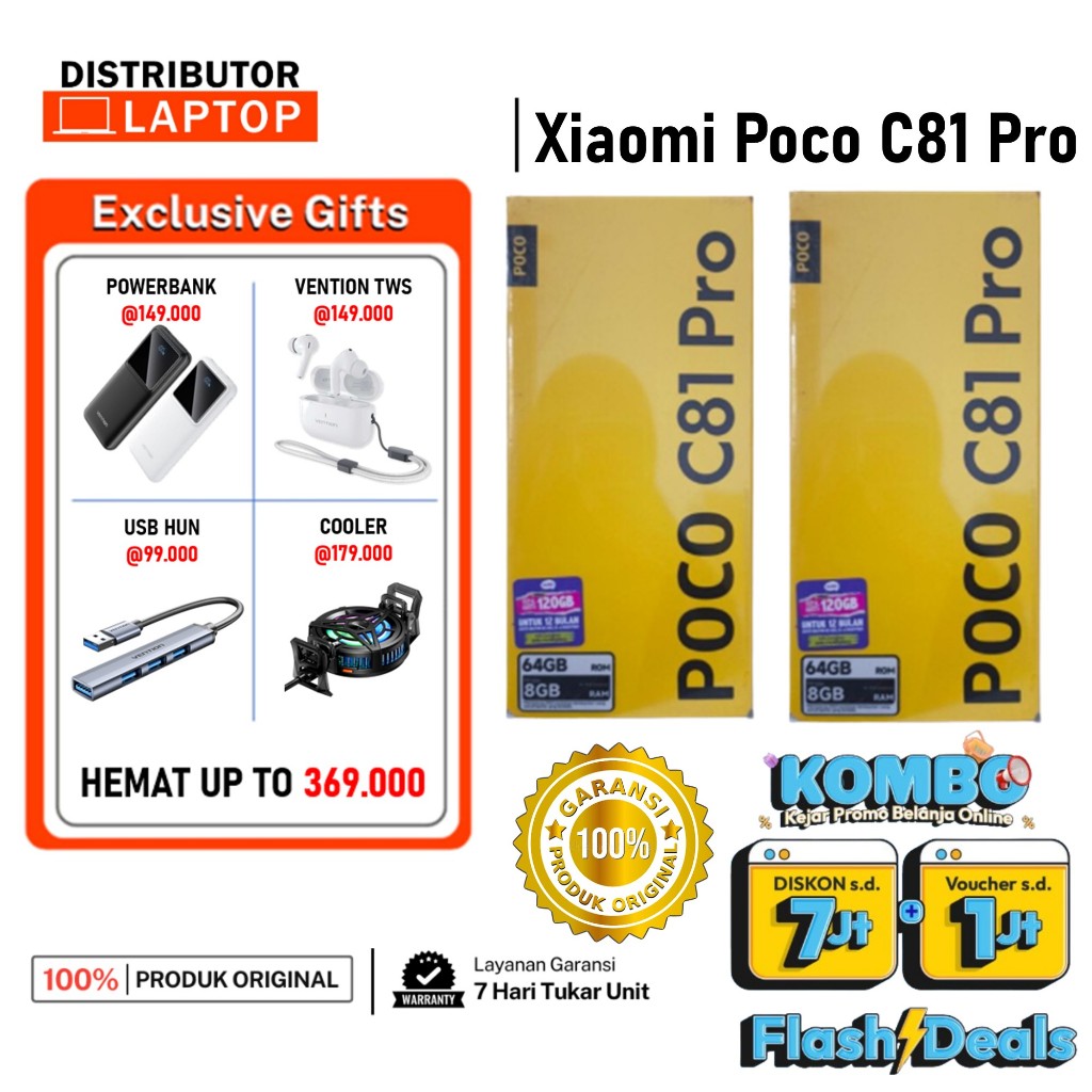 Xiaomi POCO C81 Pro (4GB/128G) (4GB/64GB) | Layar imersif 6.9" | HP 1 Jutaan | handphone ponsel android garansi resmi