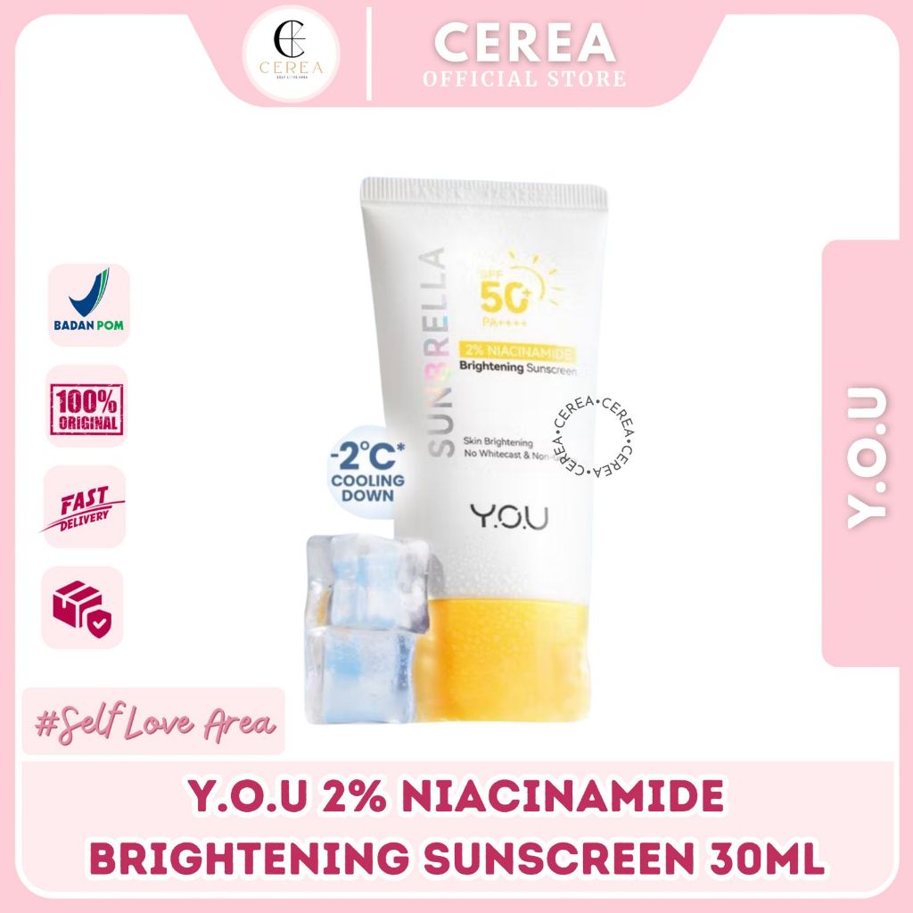 [BPOM] YOU Sunbrella 2% Niacinamide Brightening Sunscreen Cooling Sun Screen Sensasi Dingin SPF 50