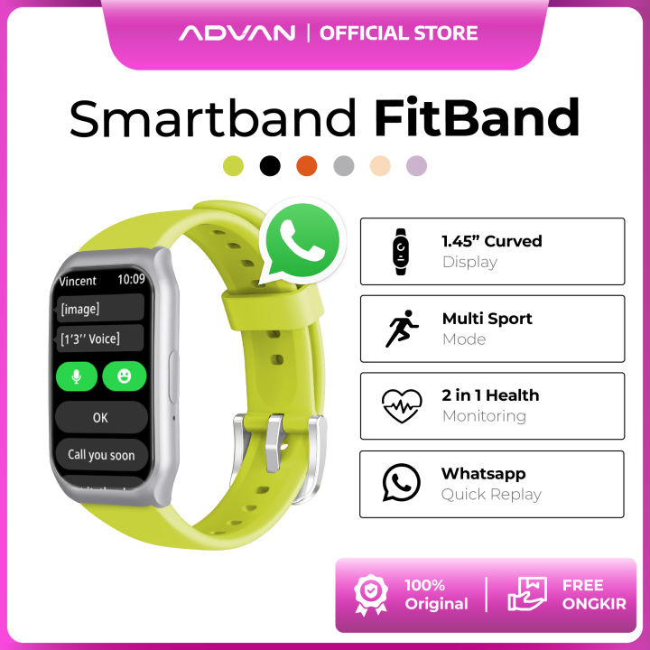 ADVAN Fit Band Smartwatch Bluetooth Calling Balas WhatsApp Health Monitoring IP68 100+ Sport Mode | Lazada Indonesia