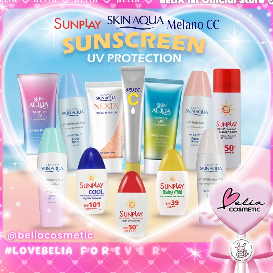 Promo baru BELIA SKIN AQUA Tone Up UV Essence UV Moisture Milk SPF 5 PA 4g Moist Gel SPF 3 sunscreen sun block screen Skin Aqua UV Mist Light Moisture Sunplay Protection Sunscreen Lotion SPF 5 PA Sunplay Baby Mild SPF 39 PA
