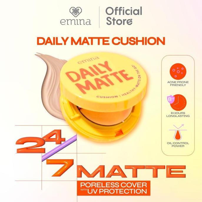 Emina Daily Matte Cushion 15g - Cushion Healthy Matte Oil Control Lasting 8 Jam, Anti Kering