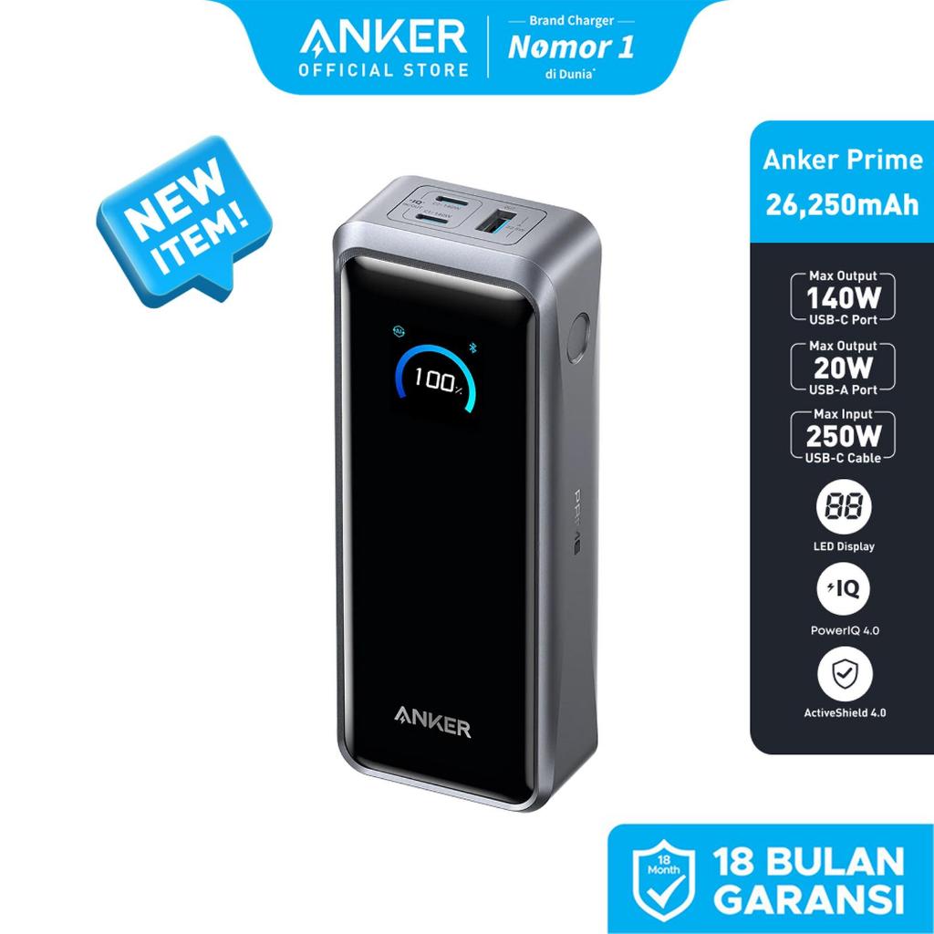 Jual Anker Prime Power Bank, 26,250mAh 3-Port Portable Charger with 300W Max Output, Two-Way Charging - A110A | Shopee Indonesia