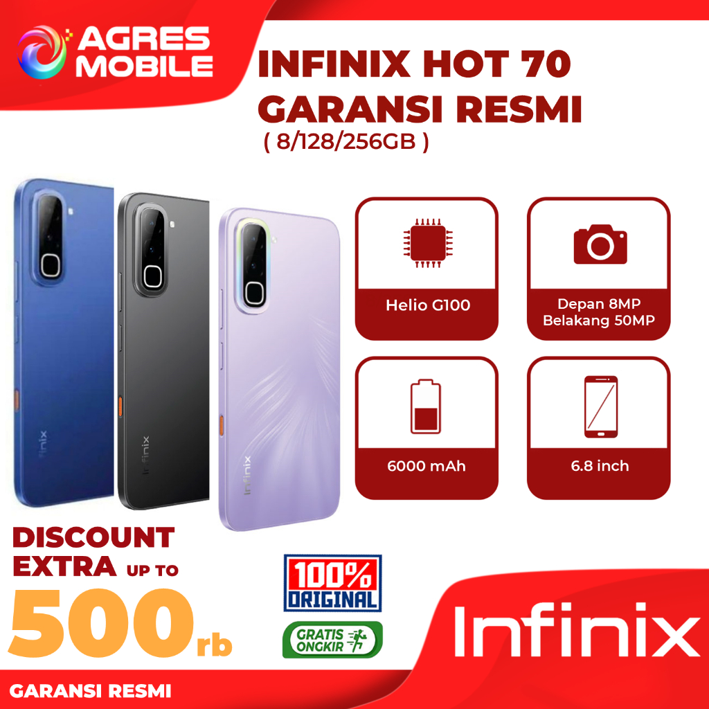 Jual INFINIX HOT 70 8GB 128GB/256GB Garansi Resmi Infinix | Shopee Indonesia