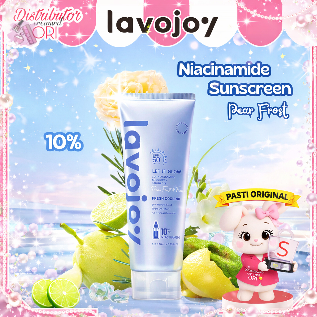 Jual Lavojoy Let It Glow 10% Niacinamide Sunscreen Serum Gel SPF 50+ PA++++ Pear Frost & Freesi | Distributor Cream Ori | Shopee Indonesia