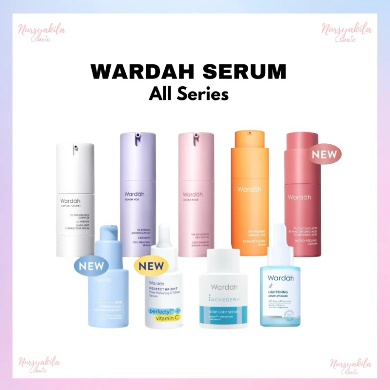 Wardah Serum All Series - Serum Wajah | Peeling Serum | Lightening Serum Ampoule | Crystal Secret | Acnederm | Renew You Anti Aging Retinol | Hydra Rose | C-Defense Radiant Charge | Perfect Bright Super Glow Berry Serum | Symradiance Bright Barrier