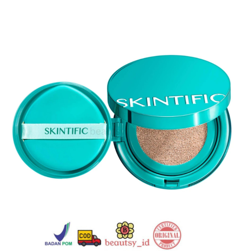 Skintific Perfect Stay Serum Matte Cushion Foundation SPF 50 PA++++ Original Hijau Tosca Niacinamide