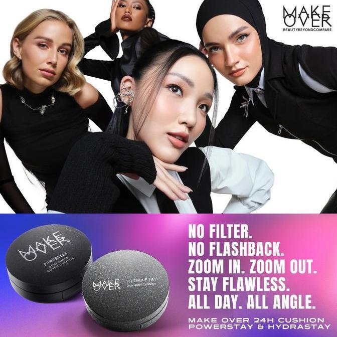 SALE - [TOP CREATOR] MAKE OVER Powerstay Demi-Matte Cover Cushion - Cushion Matte High Coverage Foundation Compact Ringan Oil Control Make Up Wajah Tahan Lama 24 Jam Non-Comedogenic BEST SELLER
