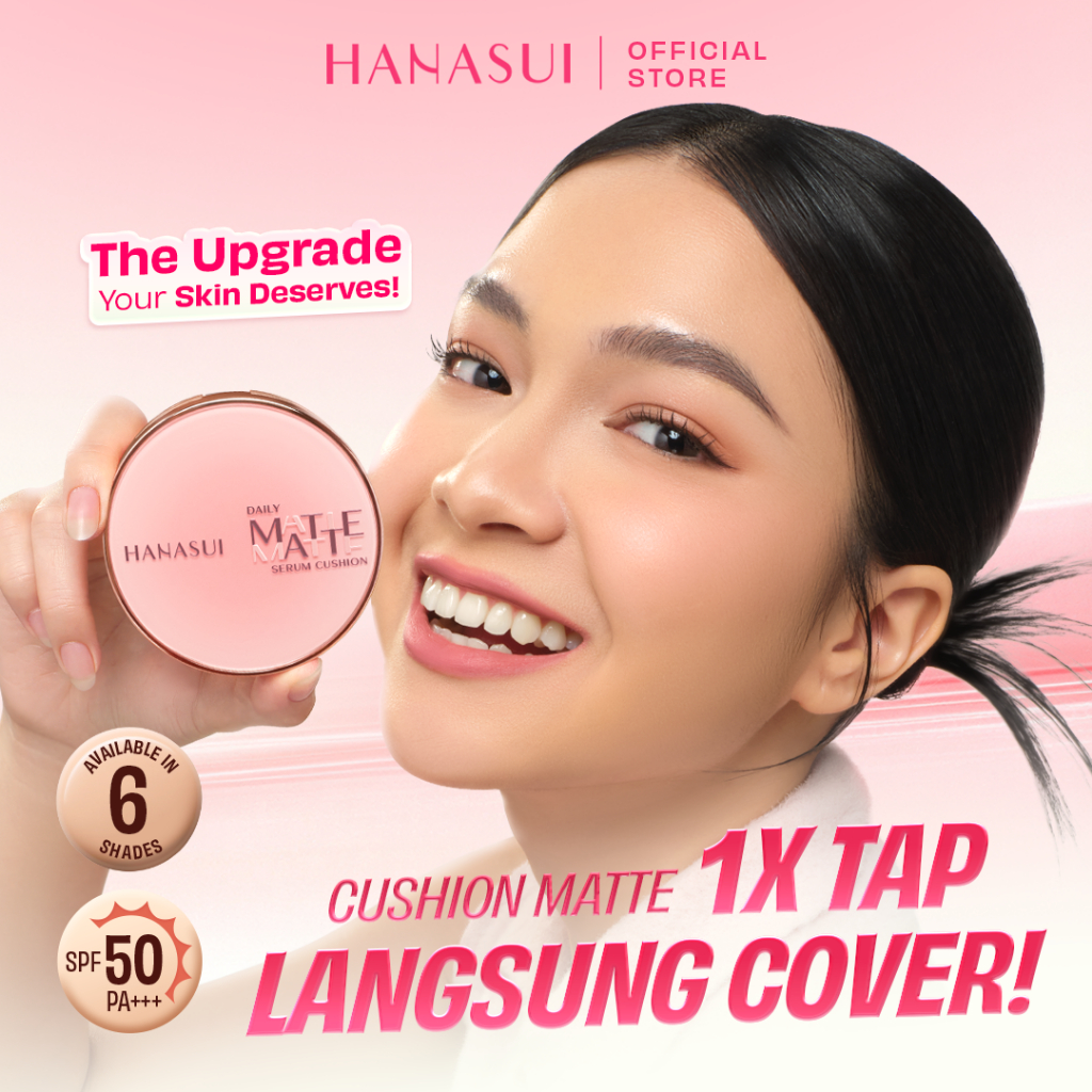 Jual [NEW LAUNCH] Hanasui Daily Serum Matte Cushion SPF 50 | High Coverage - Matte Filter Technology - Pore Blurring - Matte Finish - Lightweight - Tahan Lama Hingga 12 Jam Tanpa Oksidasi - Non Oxidize - Skincare Infused Formula - Cushion Murah - Cushion