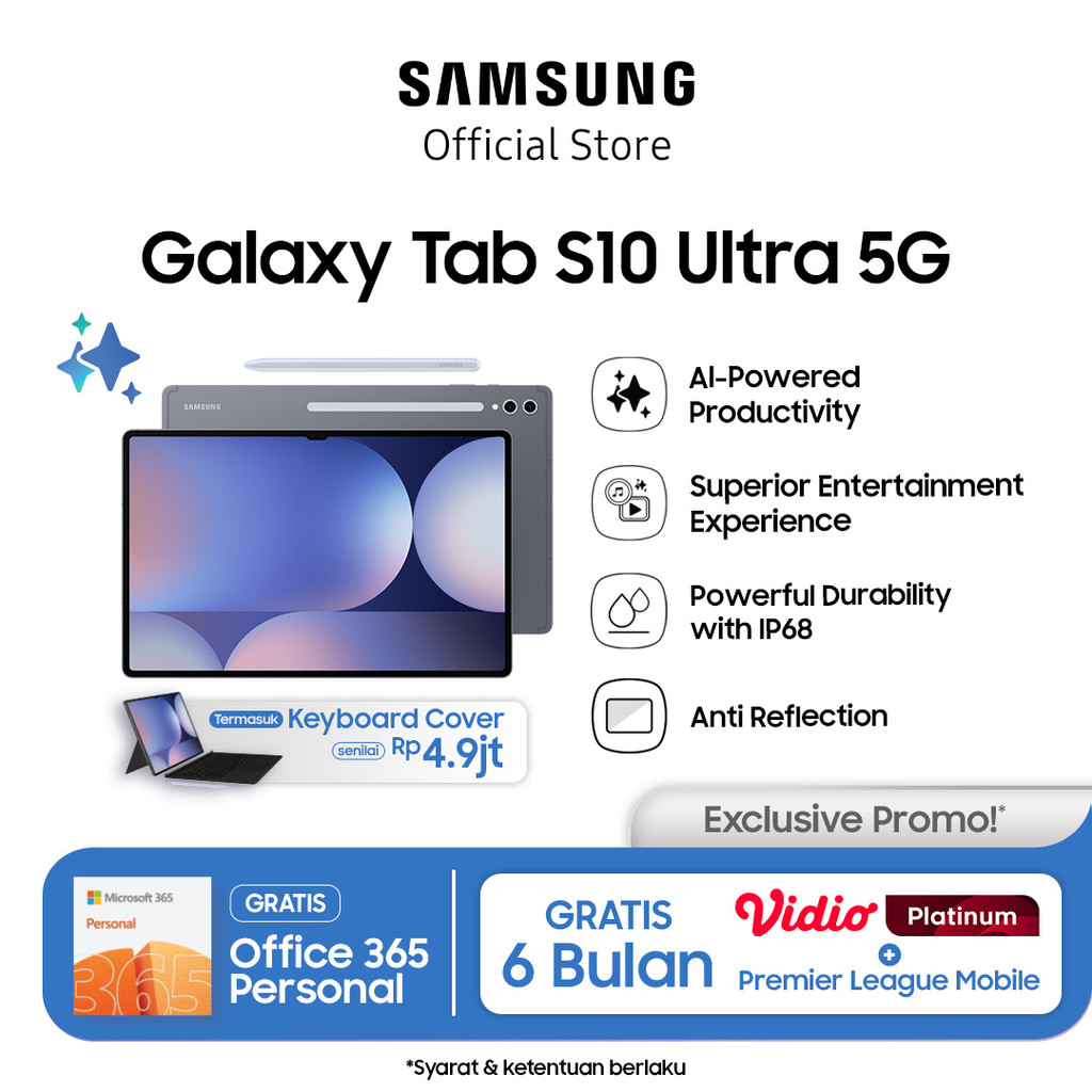 Jual Samsung Galaxy Tab S10 Ultra 5G 12/256GB - Gray, Tablet AI, Galaxy AI, Layar besar | Shopee Indonesia