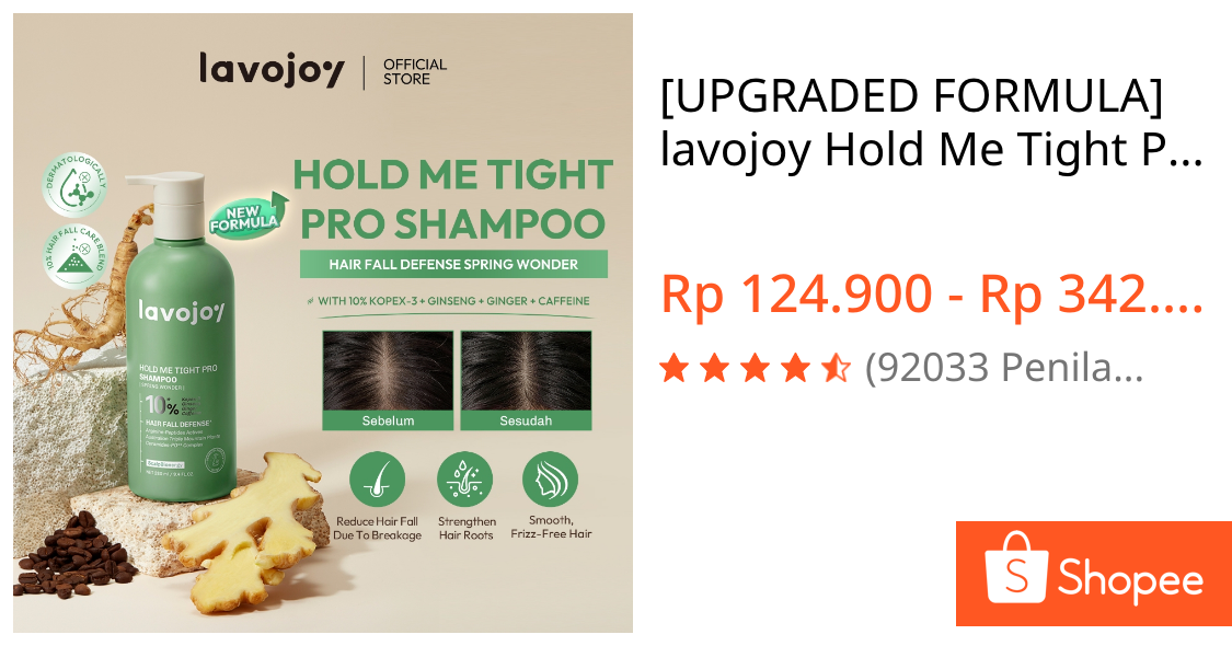 Jual [UPGRADED FORMULA] lavojoy Hold Me Tight Pro Shampoo 10% Hair Fall Defense Spring Wonder 280ml | 10% Kopex-3 + Ginseng + Ginger + Caffeine | Shampoo Rambut Rontok | Mengurangi kerontokan rambut memperkuat akar Rambut tampak lebih tebal dan bervolume