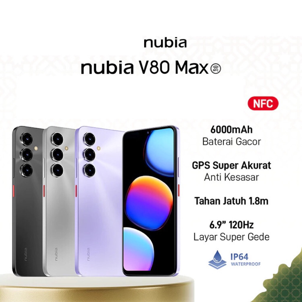 Nubia V80 Max NFC (6/128GB - 8/128GB) Extended RAM 8GB - Unisoc T7250 - 50MP Triple Camera - 6.9 inci HD+ Waterdrop Garansi Resmi 12 Bulan