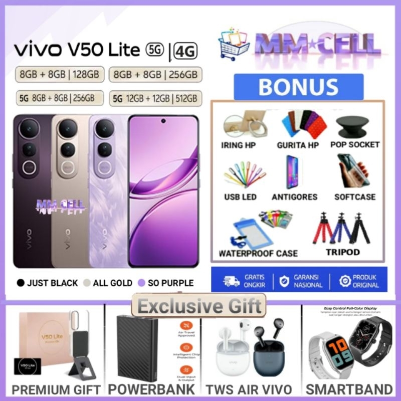 VIVO V50 LITE 5G RAM 12/512 | 8/256 | VIVO V50 LITE 4G 8/256 | 8/128 GARANSI RESMI VIVO INDONESIA
