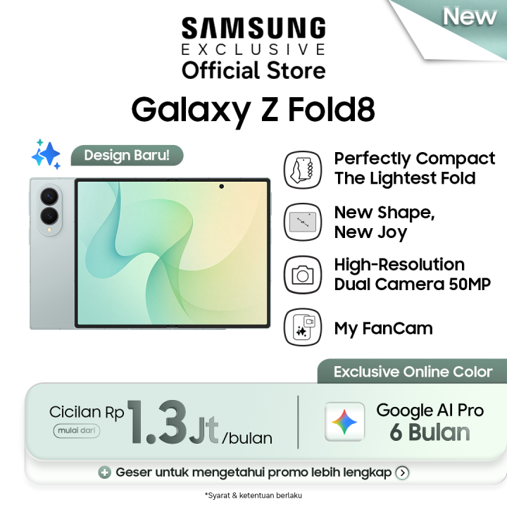 Samsung Galaxy Z Fold8 [12GB/512GB] - Pistachio (Online Exclusive) | Hp AI | Desain Terbaru | Lazada Indonesia