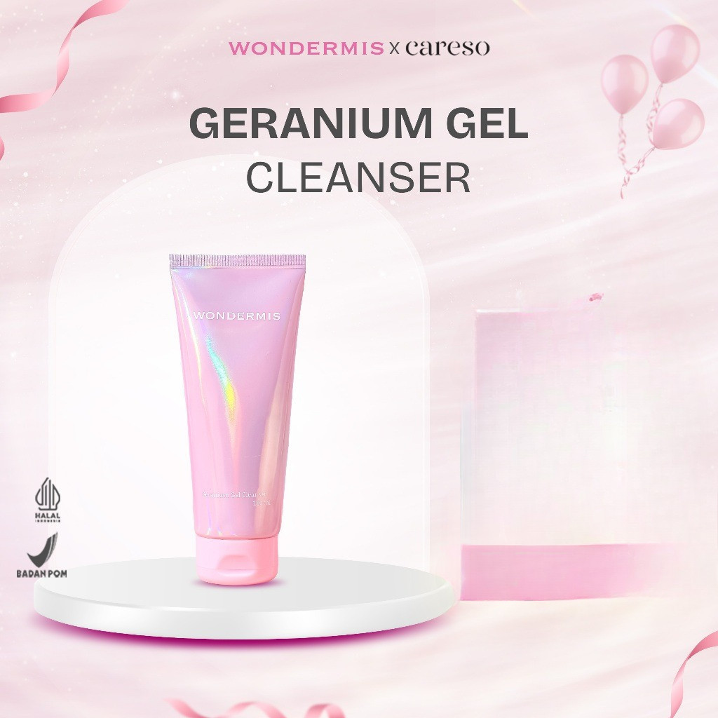 WONDERMIS Geranium Gel Cleanser | 100 ml | Gentle Facial Wash Whitening Sabun Cuci Muka Anti Aging Low pH | Face Wash Untuk Semua Jenis Kulit Sensitif