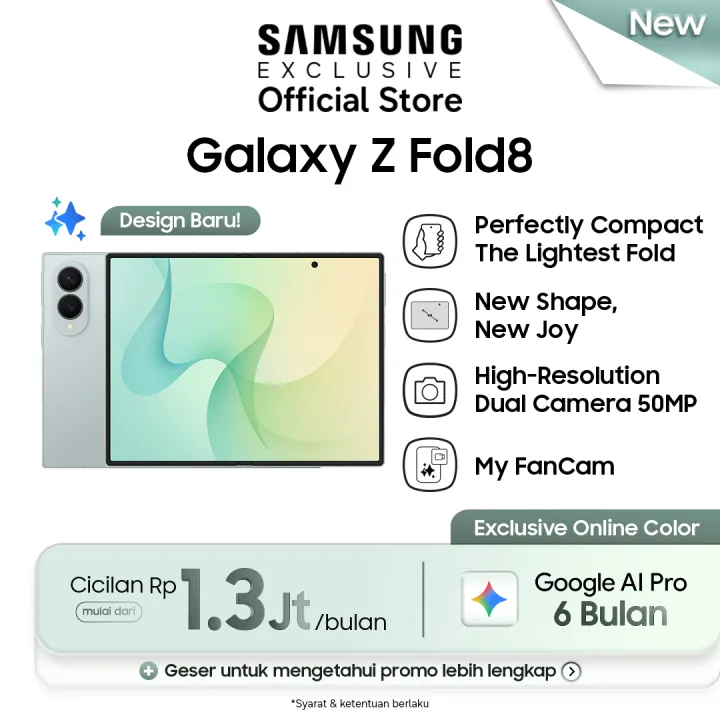 Samsung Galaxy Z Fold8 [12GB/512GB] - Pistachio (Online Exclusive) | Hp AI | Desain Terbaru | Lazada Indonesia