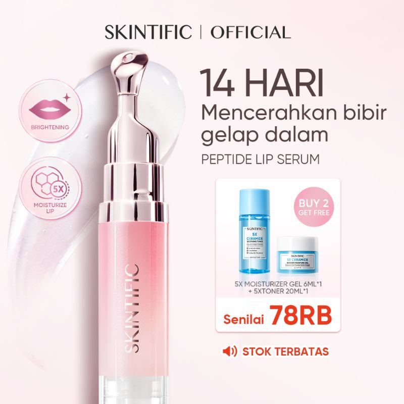 [Valentine]SKINTIFIC - Peptide Nourishing Lip Serum | Brightening Lip Treatment untuk  Melembabkan Mencerahkan Kulit Glowing Lip Care Nourishing Peptide with  5X Ceramide
