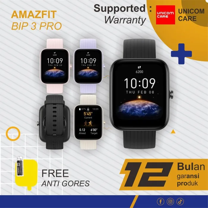 Amazfit Bip 3 Pro Smartwatch 1.69"Large Color SpO2 GPS ORIGINAL | Lazada Indonesia