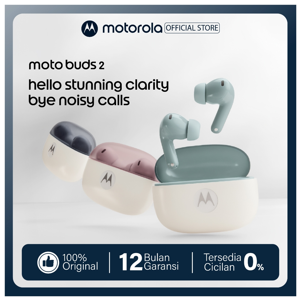 Jual Moto Buds 2 - Dynamic Dual Driver 11mm + 6mm - Hi Res Audio - Dynamic ANC 55dB - 48 hours Total Battery - LHDC & LDAC Audio Codec - Spatial Audio - 6 Microphones - Moto AI - Smart Connect | Shopee Indonesia