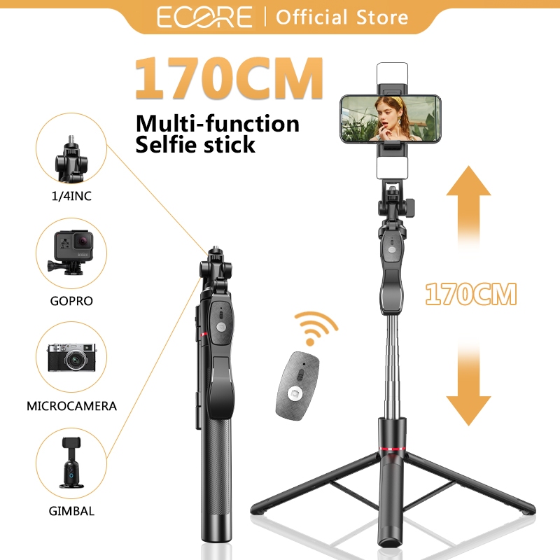 Jual Ecore U17 Tongsis Tripod Selfie Stick Bluetooth 170cm Dual Fungsi Tripod & Monopod Remote Koneksi Bluetooth Multi-Fungsi Lampu LED 360° Rotasi Stabilitas 3 Kaki Anti-Slip | Shopee Indonesia