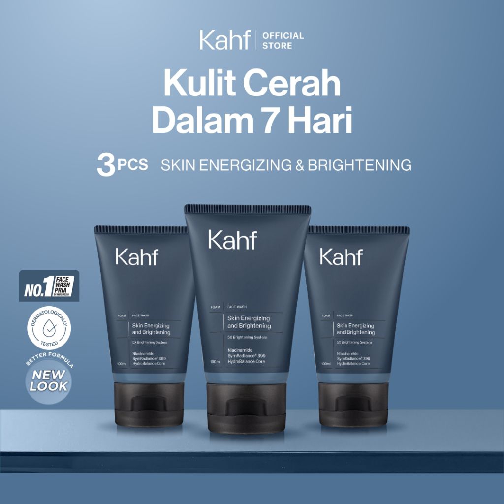 Kahf Skin Energizing & Brightening Face Wash 100 ml Triple Pack - Sabun Pembersih Wajah Pria (Mencerahkan)