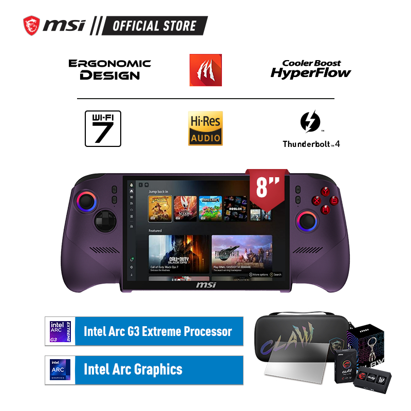 Jual MSI Claw 8 EX AI+ CG3EM Launch Pack-021ID Intel Arc G3 Extreme 32GB 1TB 8.0 WUXGA 120HZ 100%sRGB | Shopee Indonesia