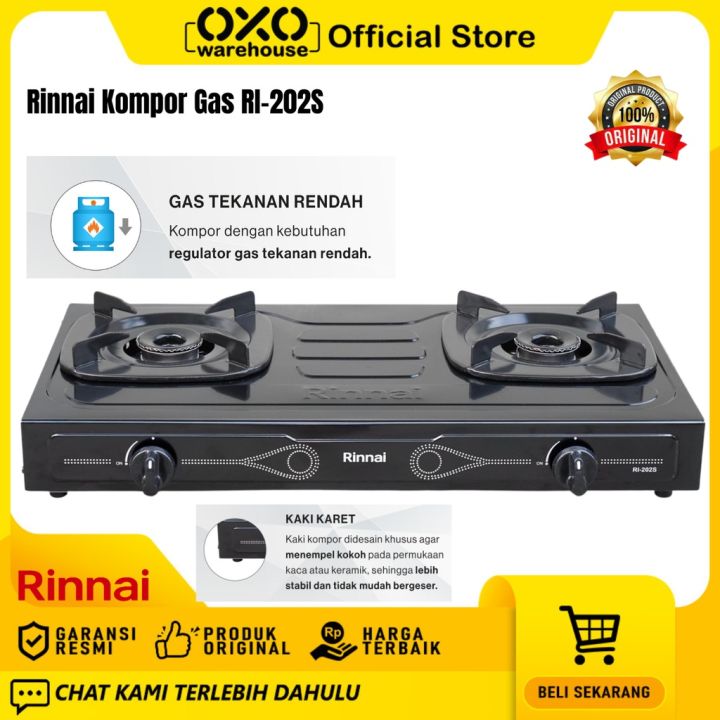 Rinnai Kompor Gas RI-202S 2 Tungku Garansi Resmi