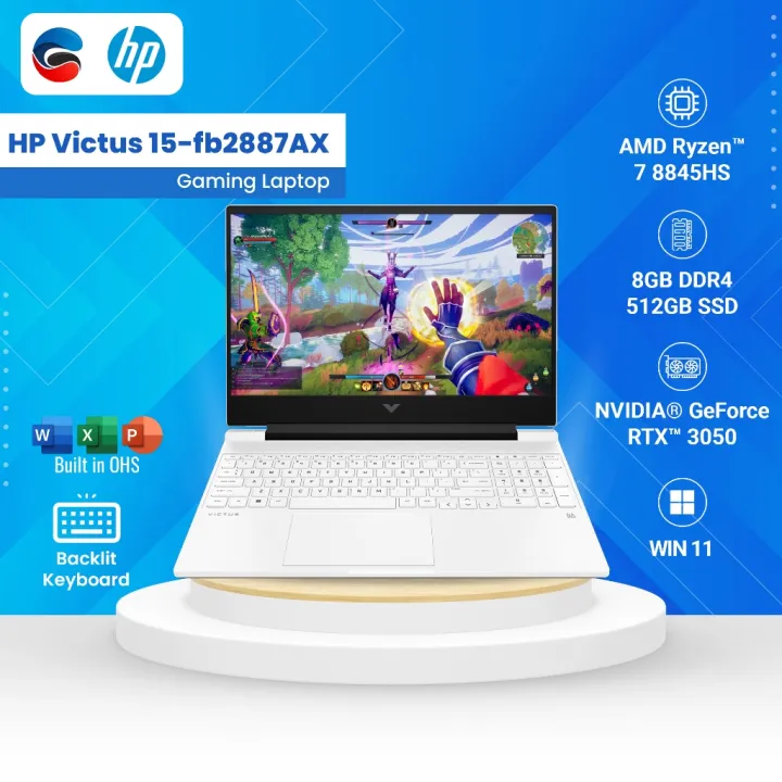 HP Laptop Victus 15 FB2887AX AMD Ryzen 7 8845HS 8GB 512GB 15.6 FHD IPS 144Hz W11 NVIDIA GeForce RTX 3050 6GB White A4UM6PA | Lazada Indonesia