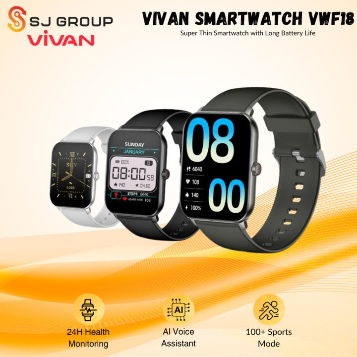 VIVAN Smartwatch VWF18 Waterproof IP68 100+ Sports Mode Alexa AI Professional Health Monitoring | Lazada Indonesia