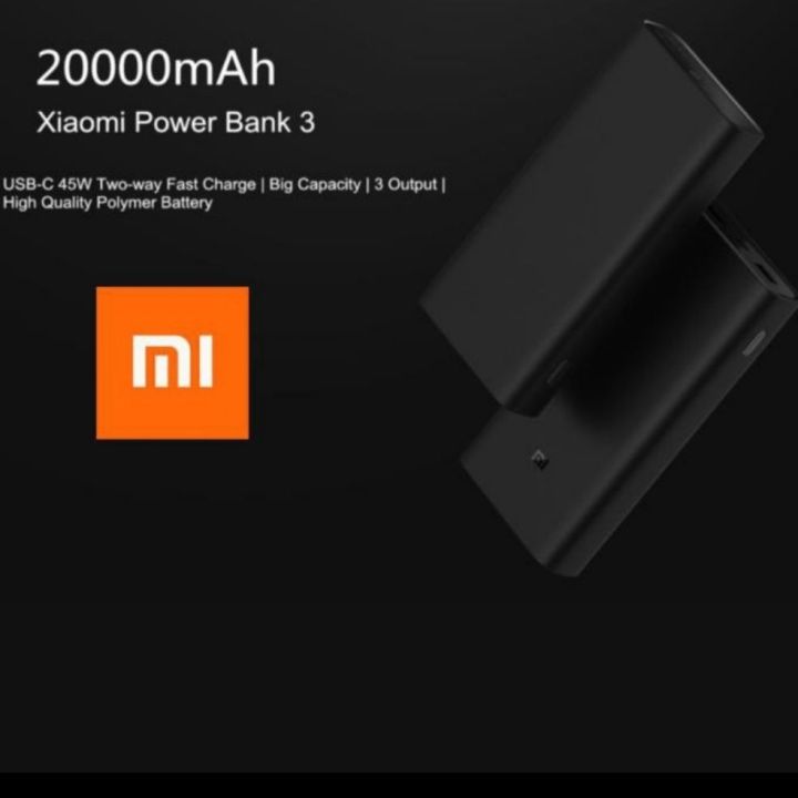 Mi Power Bank 3 Pro 20000 mAh Fast Charging 45W Xiaomi Powerbank Mi Pro 3 20000mAh BLACK | Lazada Indonesia