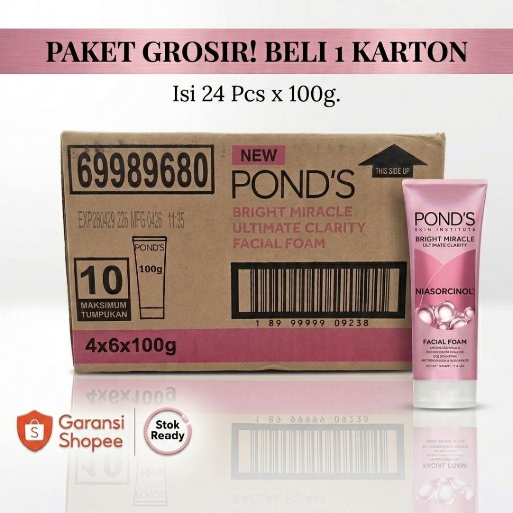 Pond's Bright Miracle Ultimate Clarity Facial Foam 100g (1 Karton isi 24)