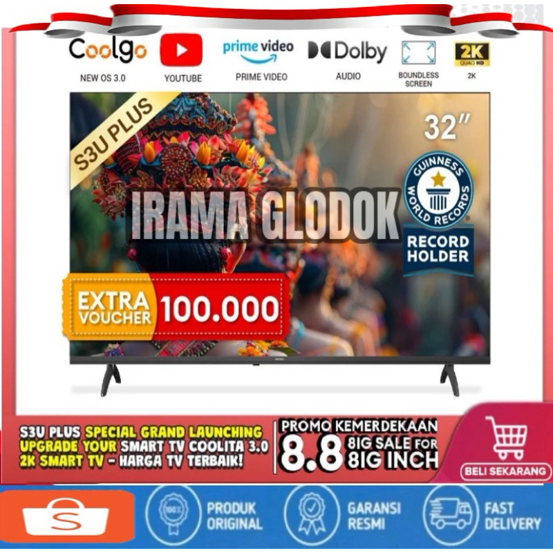 Jual COOCAA 32 inch Smart TV - 2K LED Dolby Audio (COOCAA 32S3U Plus) | Shopee Indonesia